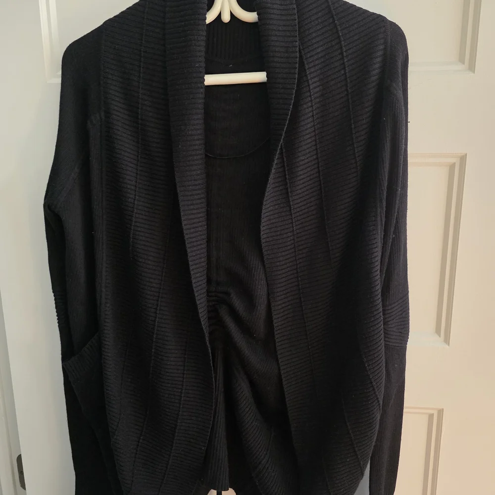 Black Ribbed Open Cardigan - Picture 1 of 4